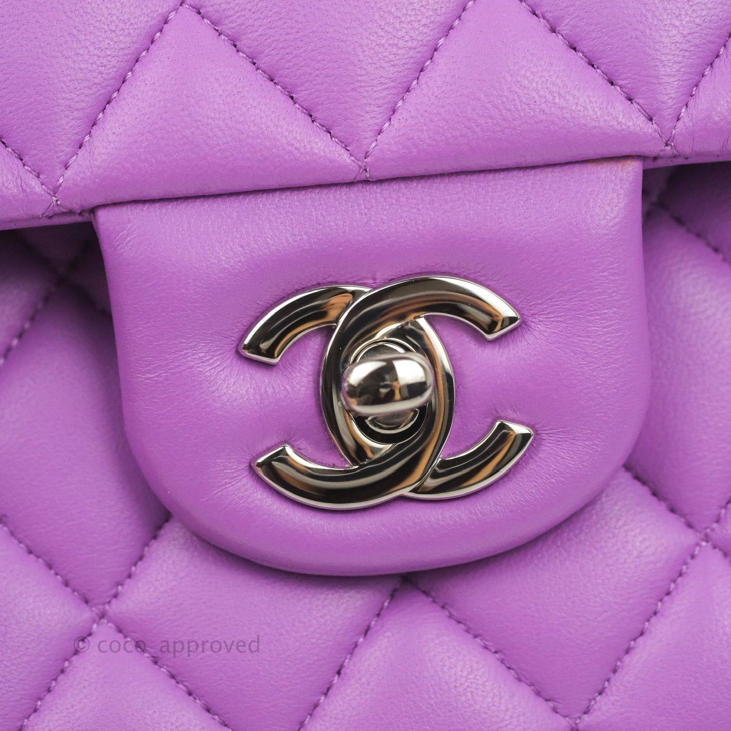 Chanel Classic M/L Medium Flap Quilted Purple Lambskin Silver Hardware 20C