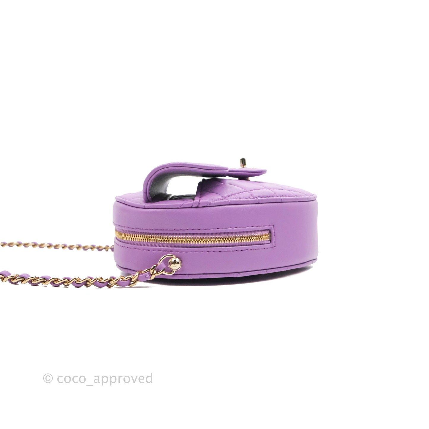 Chanel Large Heart Bag Purple Lambskin Gold Hardware 22S