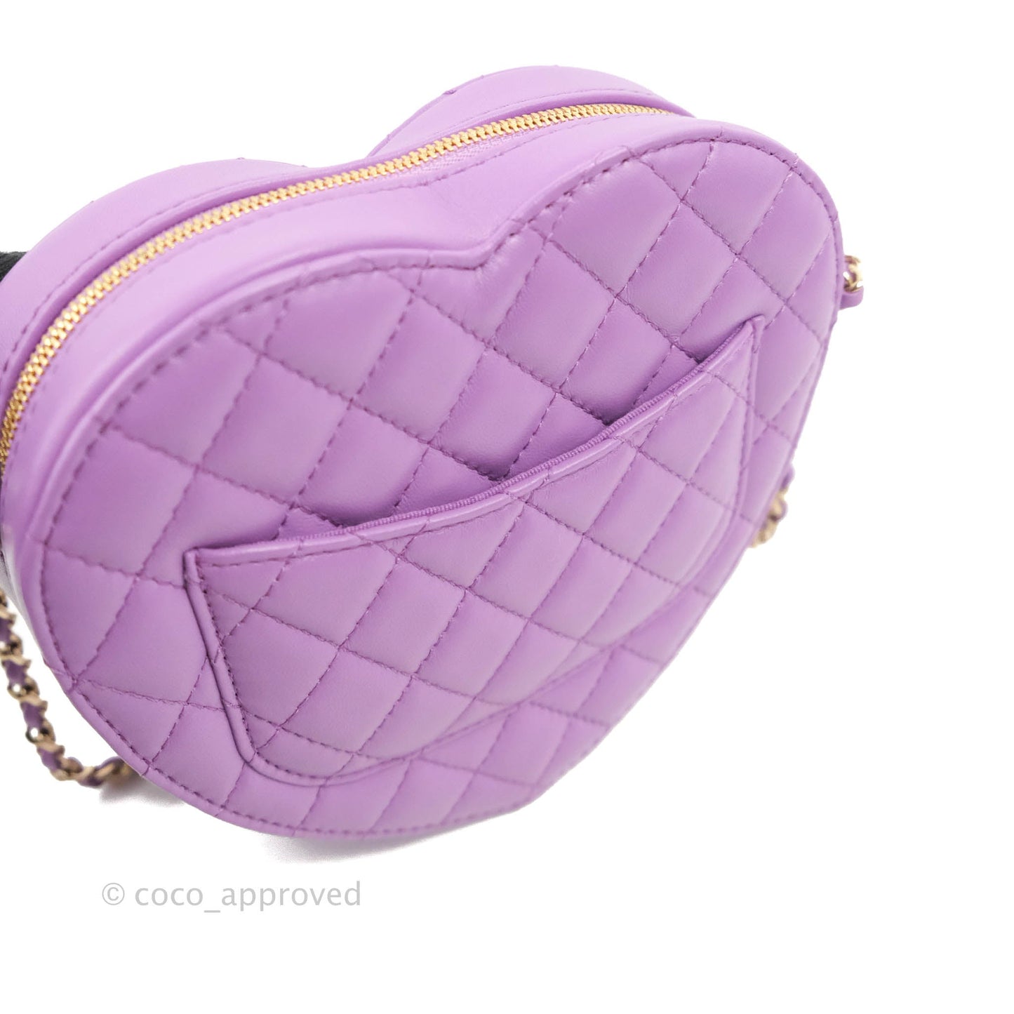 Chanel Large Heart Bag Purple Lambskin Gold Hardware 22S