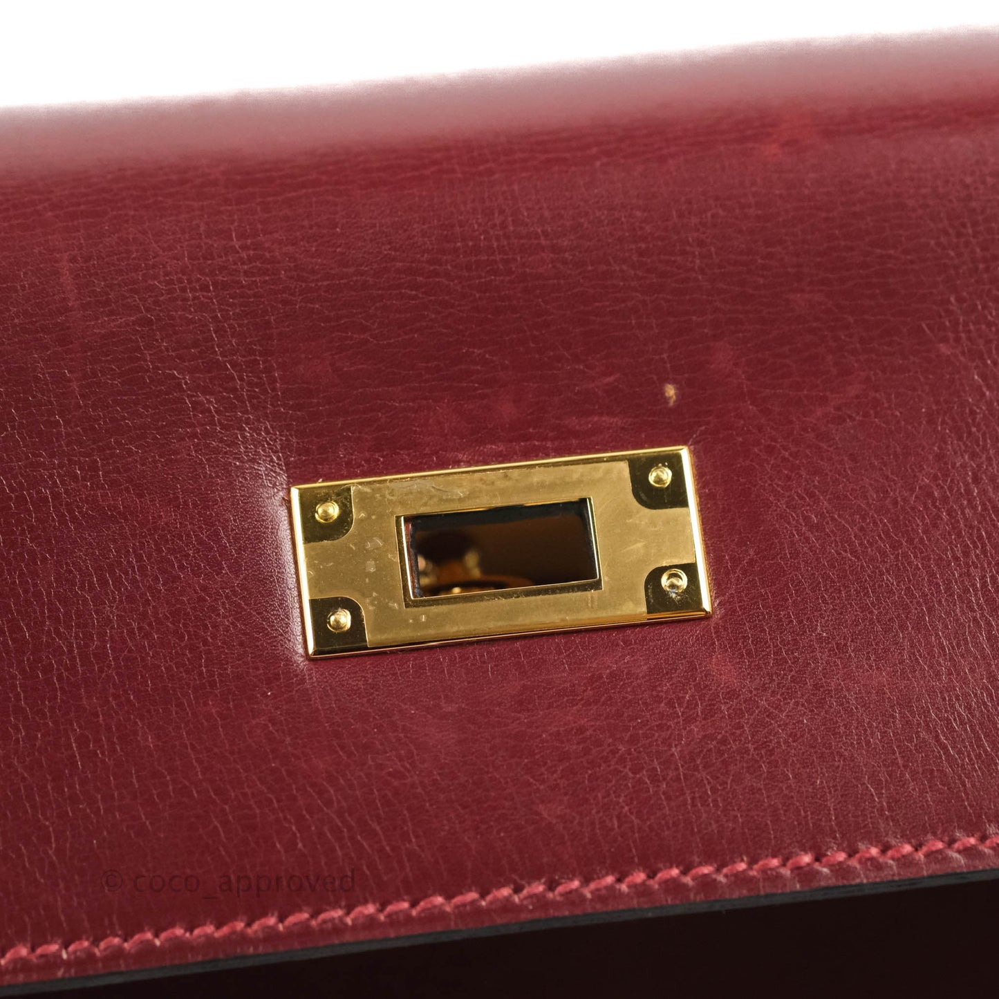 Hermès Vintage Kelly Retourne 32 Dark Red Gold Hardware