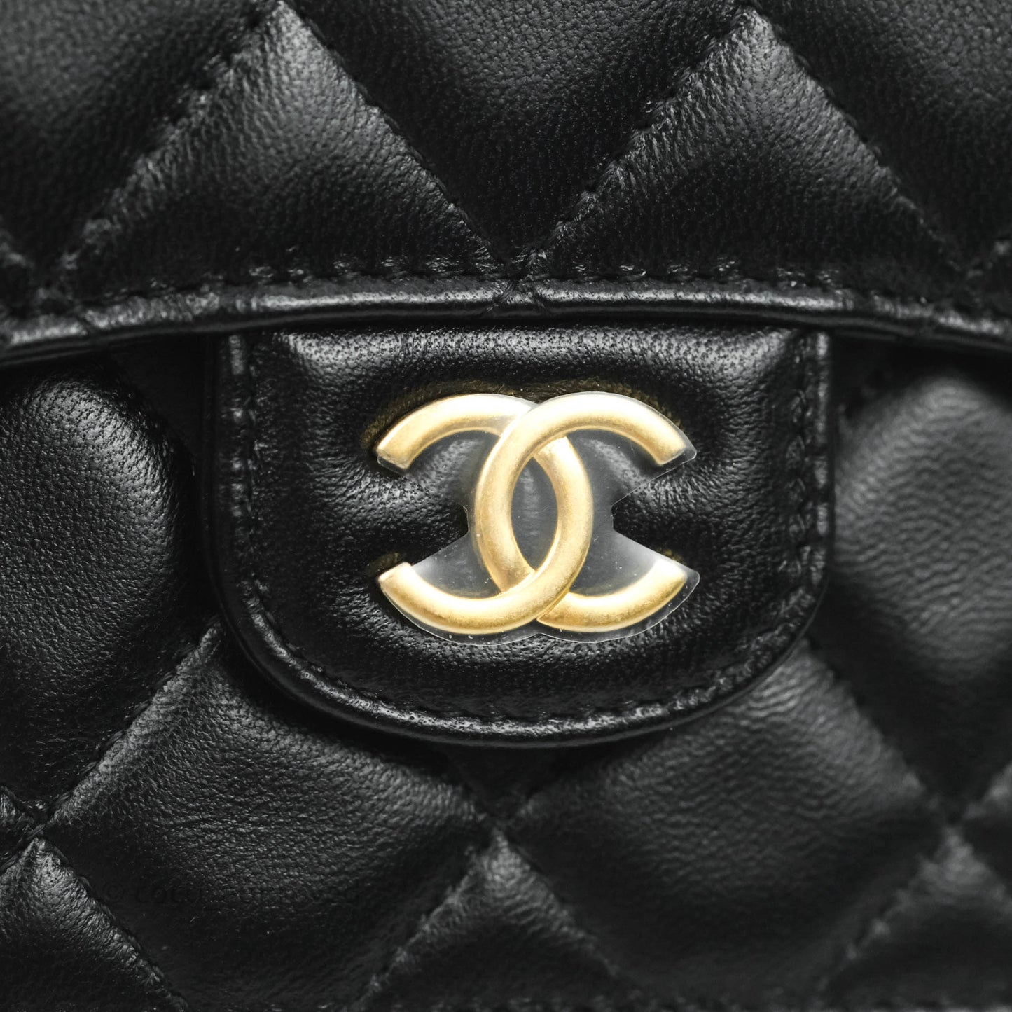 Chanel Flap Coin Purse With Chain Black Lambskin Aged Gold Hardware