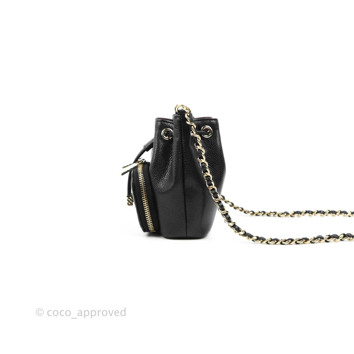 Chanel Mini Bucket with Chain Black Caviar Gold Hardware 22B