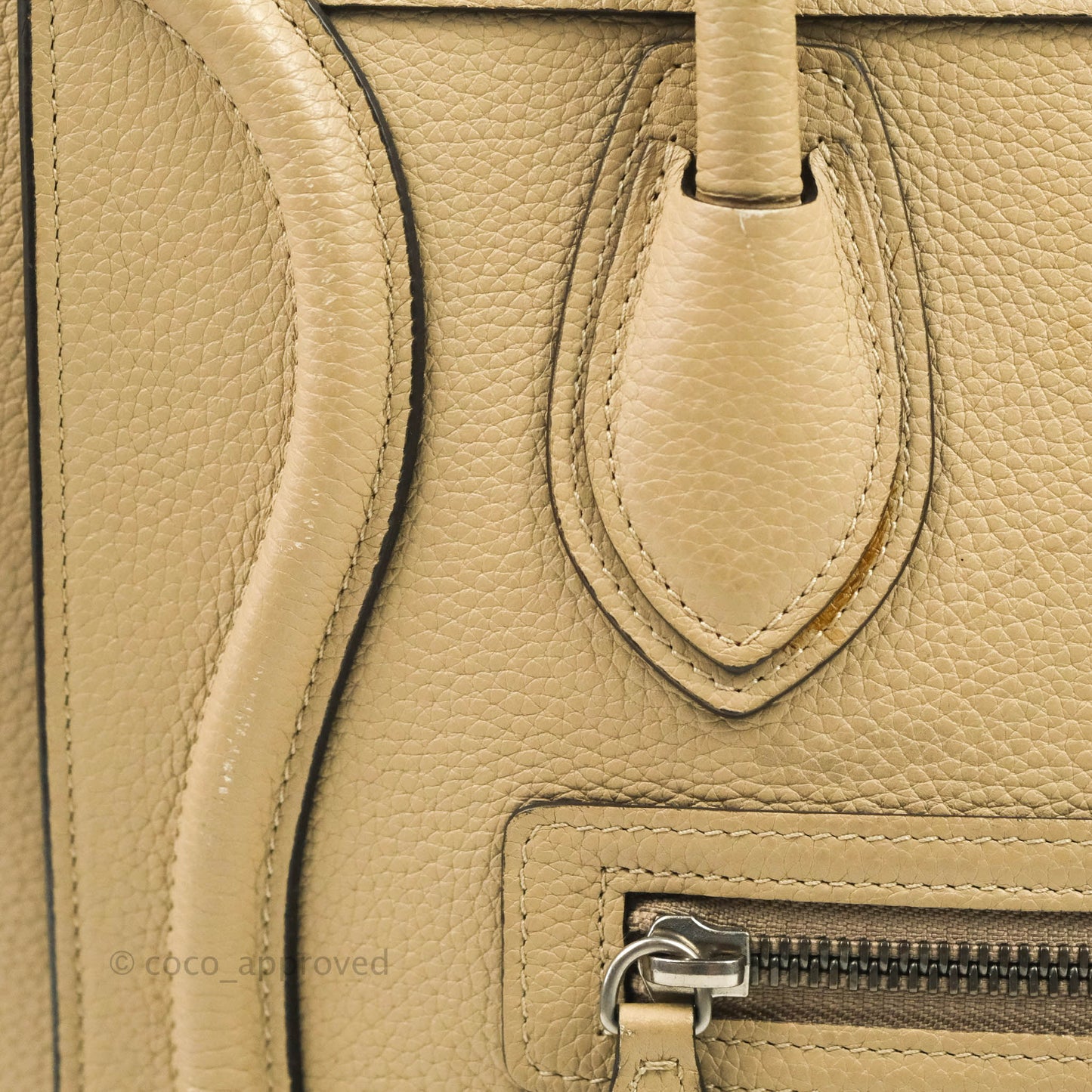 Celine Micro Luggage Handbag Dune Grained Calfskin