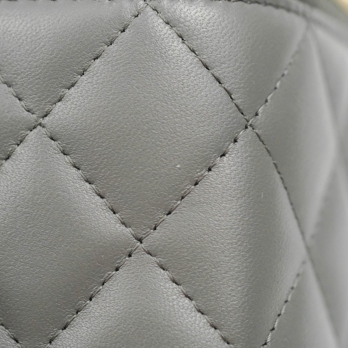 Chanel Vanity Rectangular Top Handle Grey Lambskin Gold Hardware