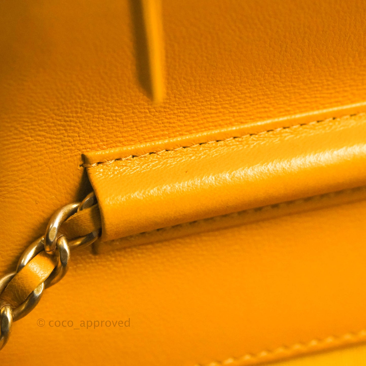 Chanel Quilted Classic Chain Around WOC Yellow Lambskin Aged Gold Hardware