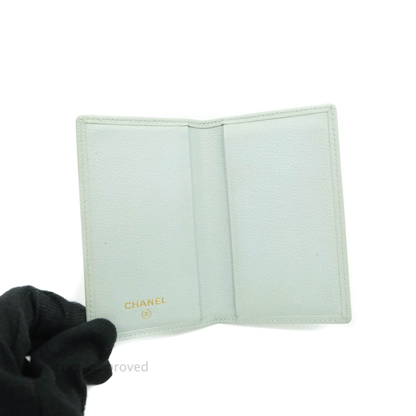 Chanel Card Holder Tiffany Blue Grained Leather