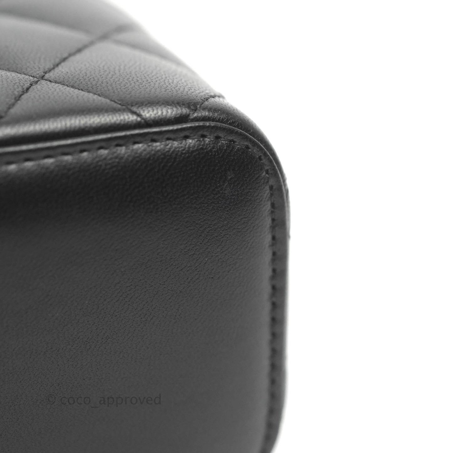 Chanel Mini Top Handle Vanity With Chain Black Lambskin Gold Hardware