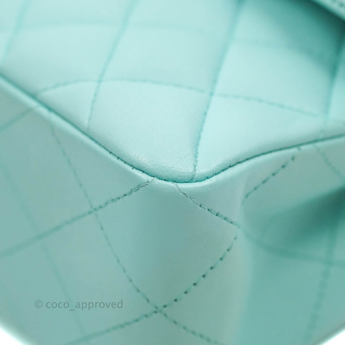 Chanel Small Classic Quilted Flap Tiffany Blue Lambskin Silver Hardware