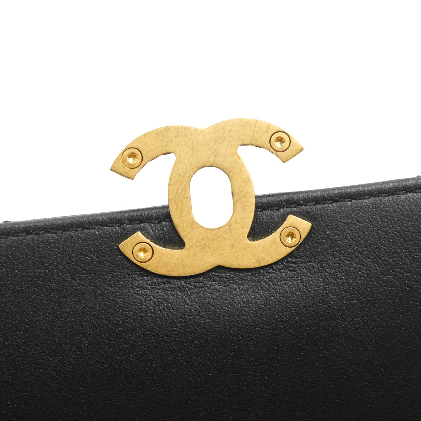Chanel Small Chain Bar Flap Bag Black Calfskin Aged Gold Hardware