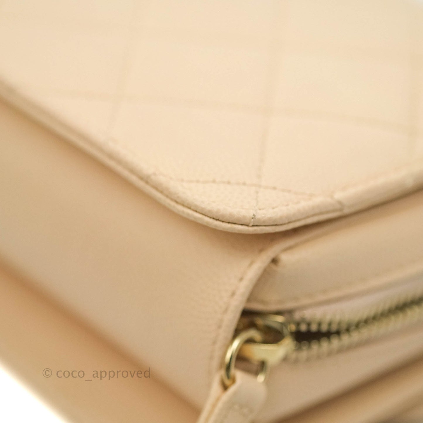 Chanel Quilted Small Like The Wallet Flap Light Beige Caviar Light Gold Hardware 22C