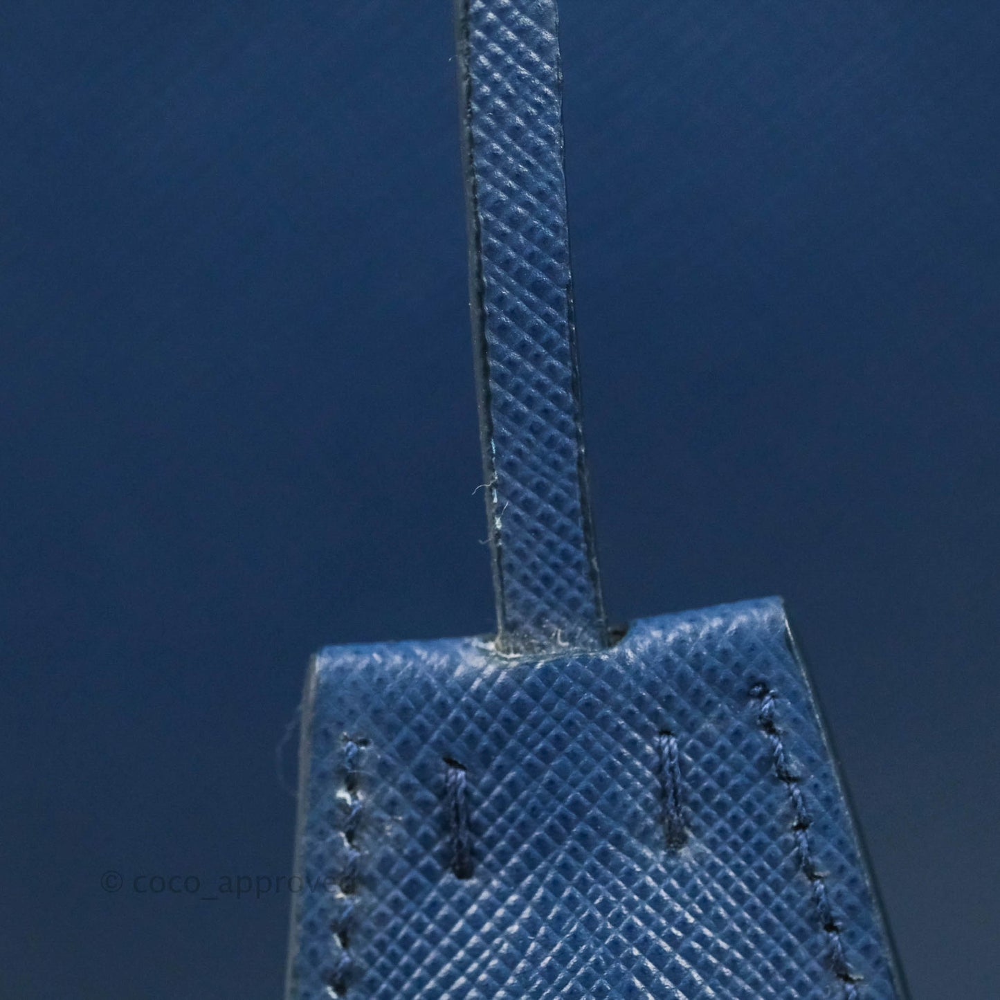 Prada Double Zip Lux Saffiano Dark Blue Large Tote Bag