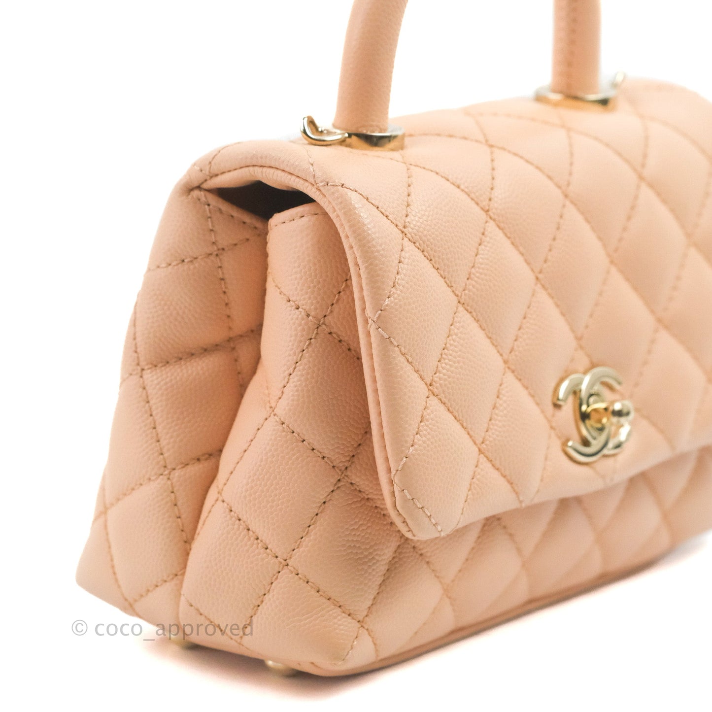 Chanel Mini Coco Handle Quilted Light Pink Caviar Gold Hardware