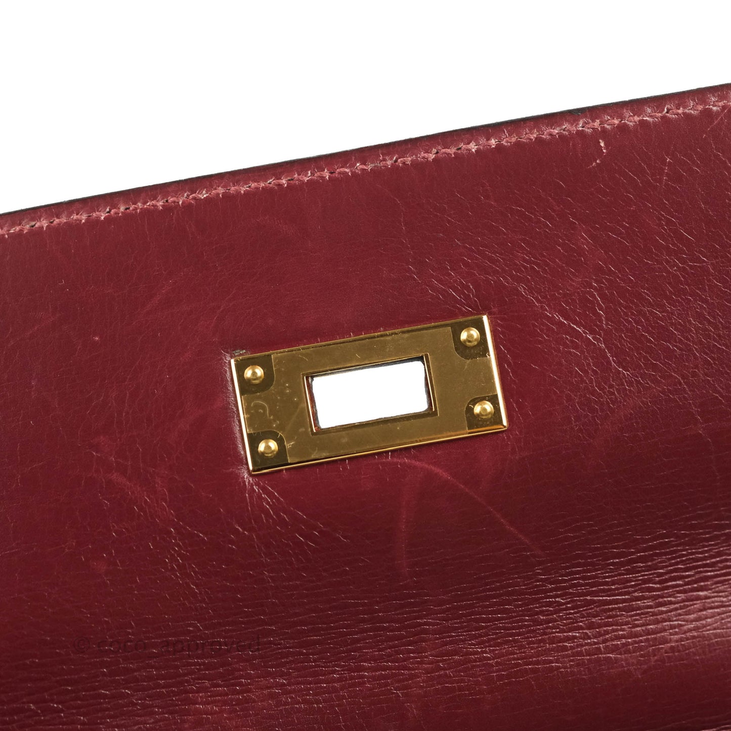 Hermès Vintage Kelly Retourne 32 Dark Red Gold Hardware