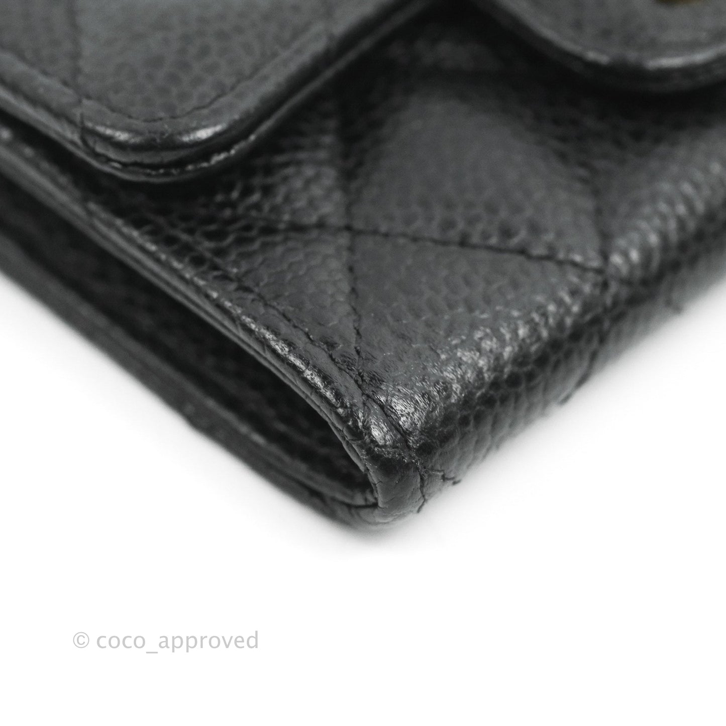Chanel Quilted Flap Card Holder Black Caviar Gold Hardware