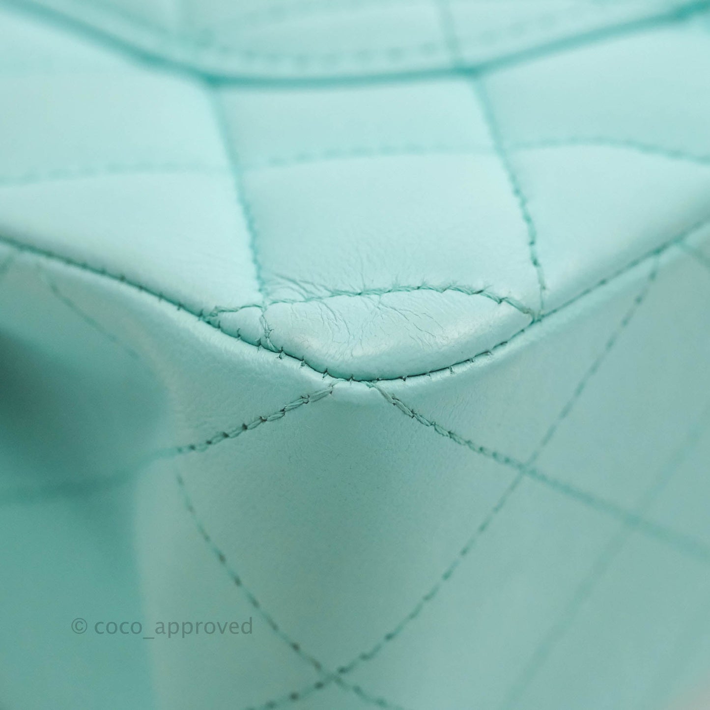Chanel Small Classic Quilted Flap Tiffany Blue Lambskin Silver Hardware