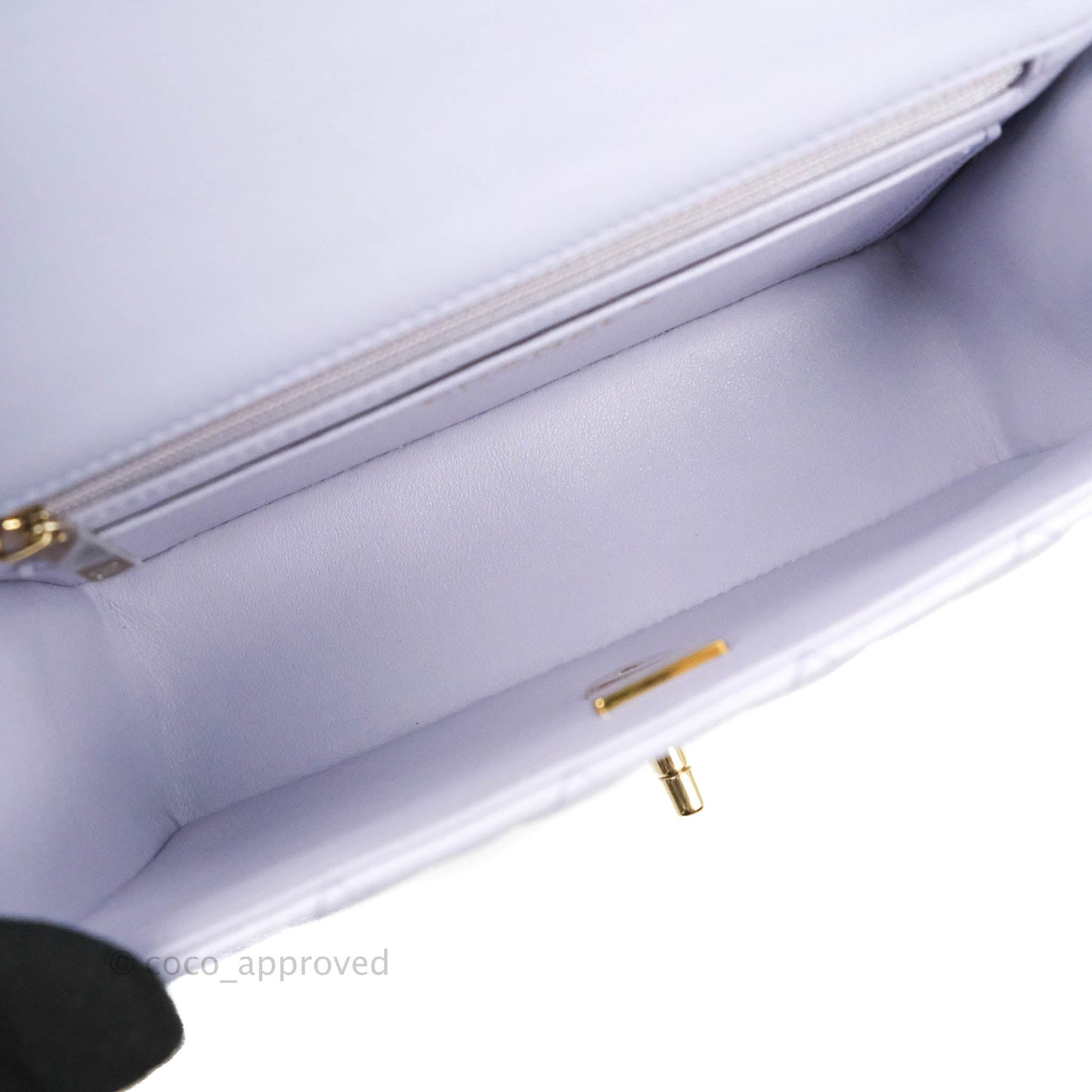Chanel Top Handle Mini Rectangular Flap Bag Lilac Lambskin Gold Hardware