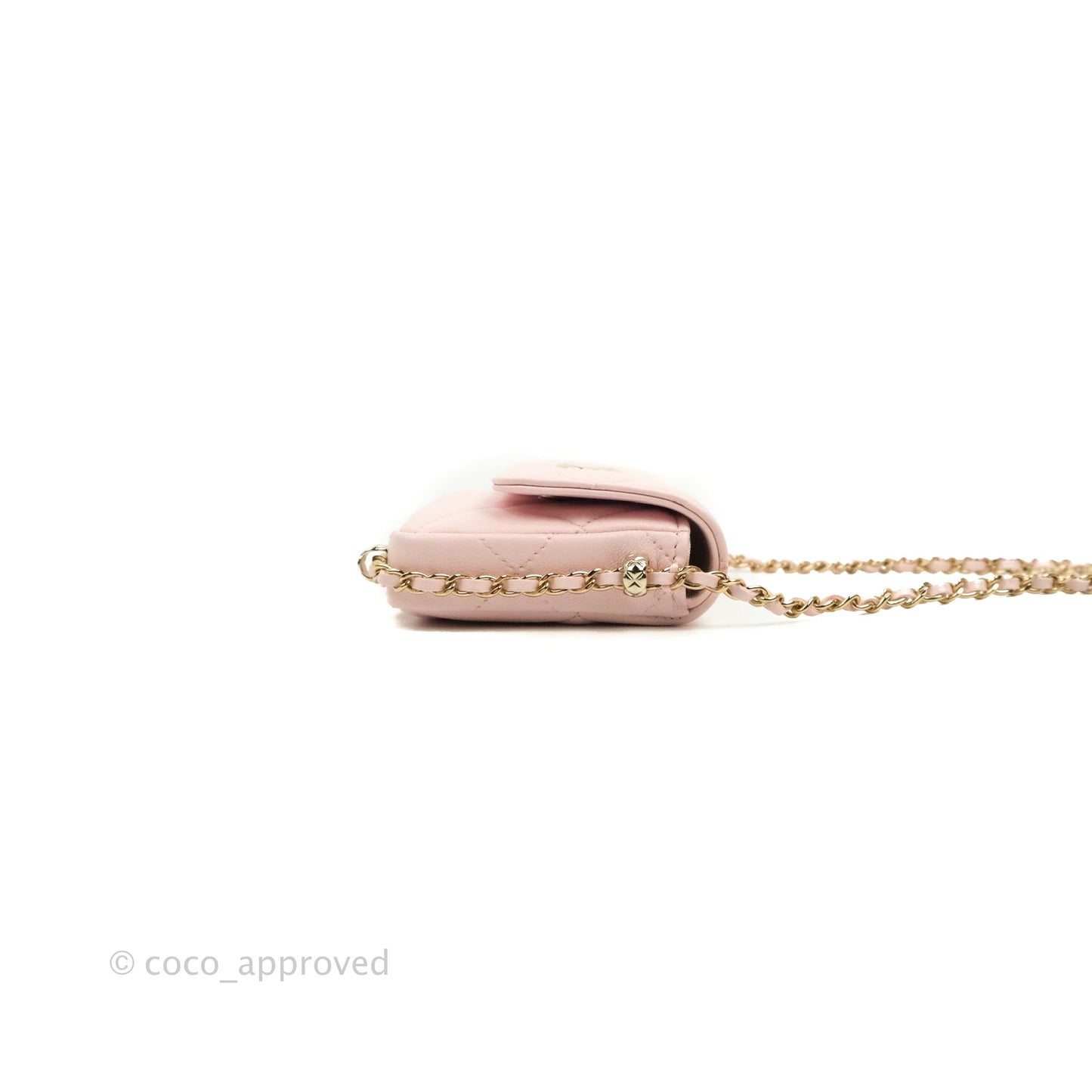 Chanel Mini Clutch With Chain Pink Lambskin Gold Hardware