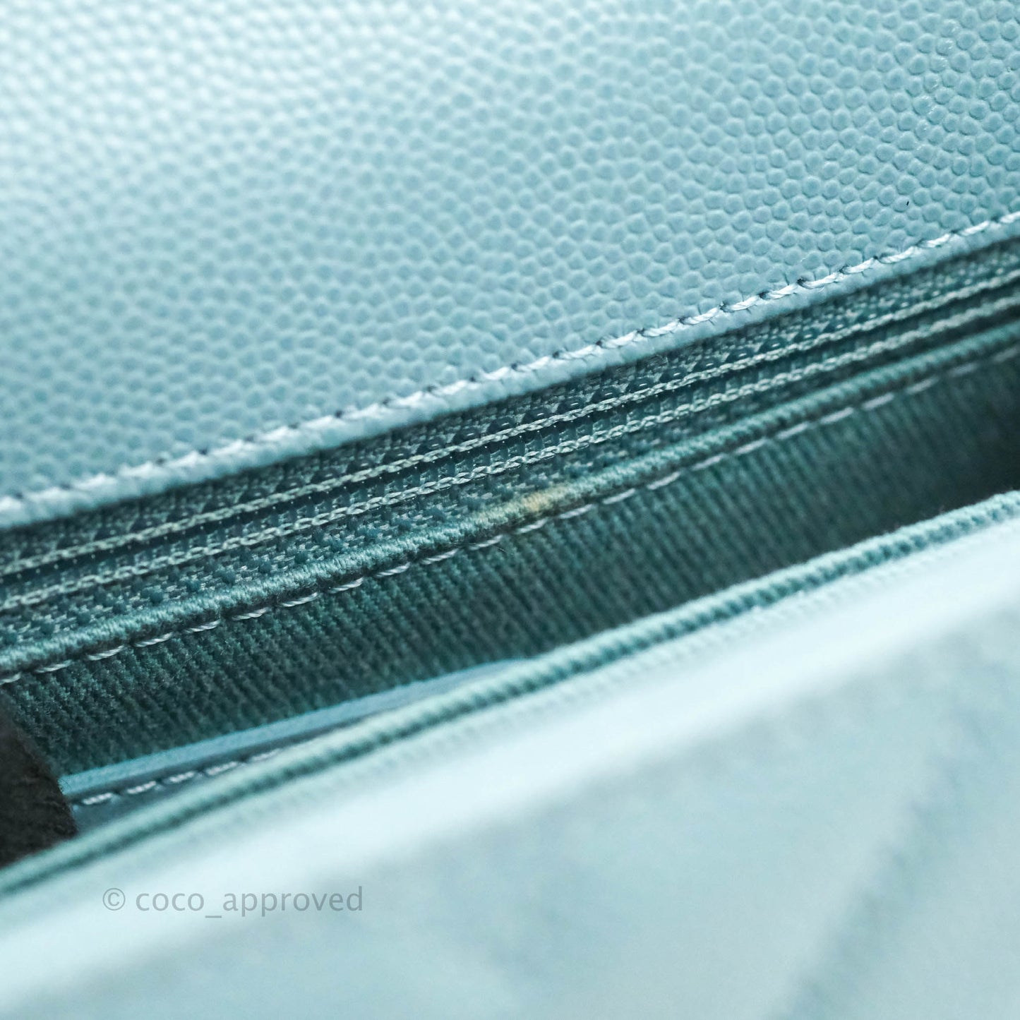 Chanel Small Coco Handle Chevron Blue Caviar Gold Hardware