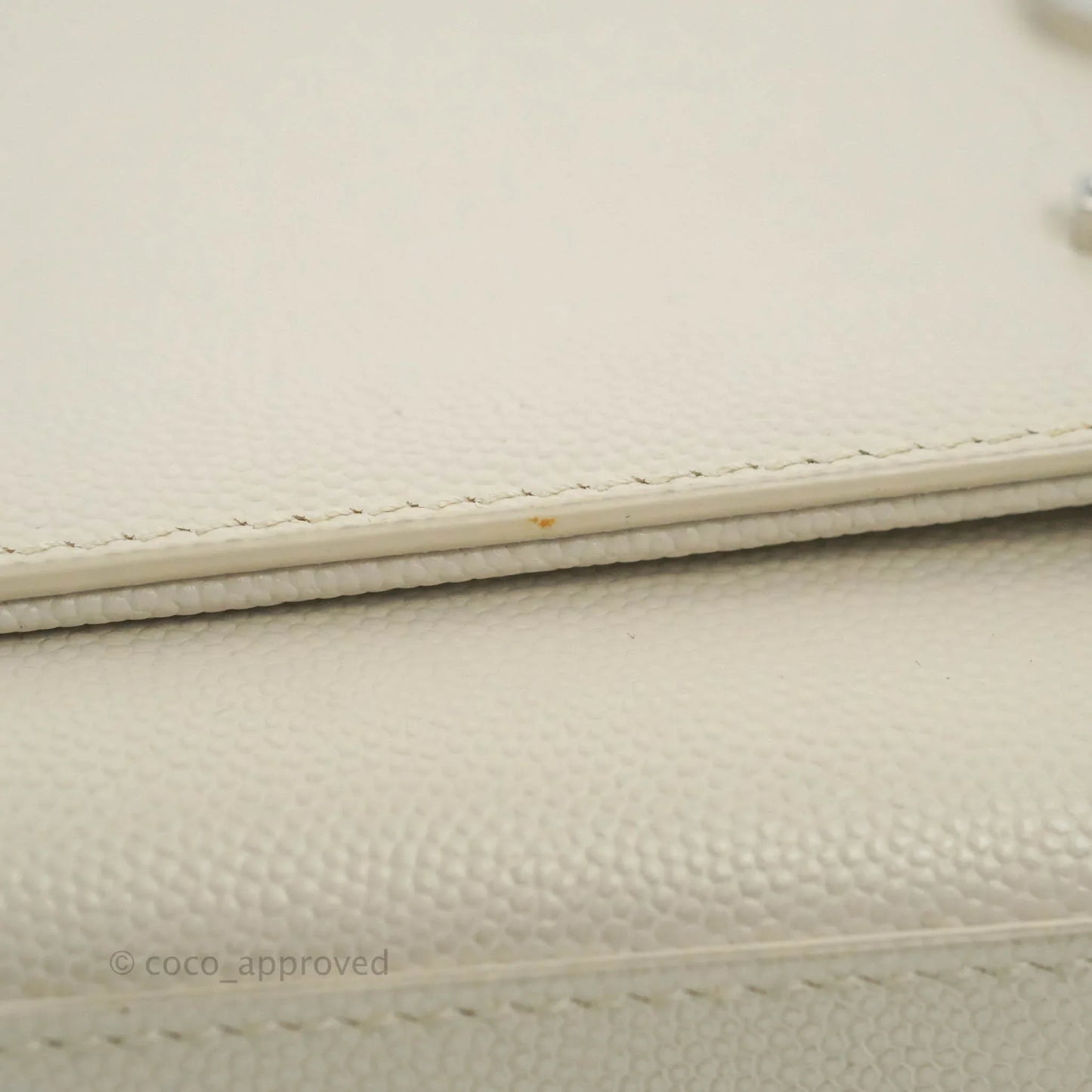 Saint Laurent Small Classic Monogram Kate Tassel Satchel White Grained Calfskin