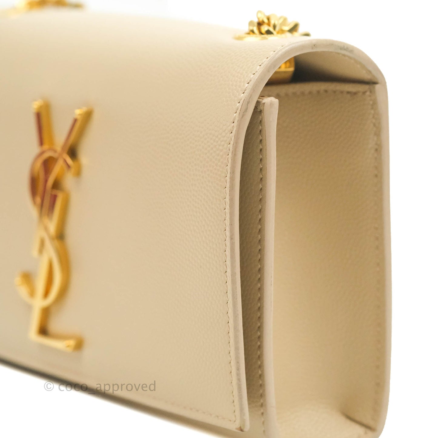 Saint Laurent Beige Kate Small Grained Leather Shoulder Bag Gold Hardware