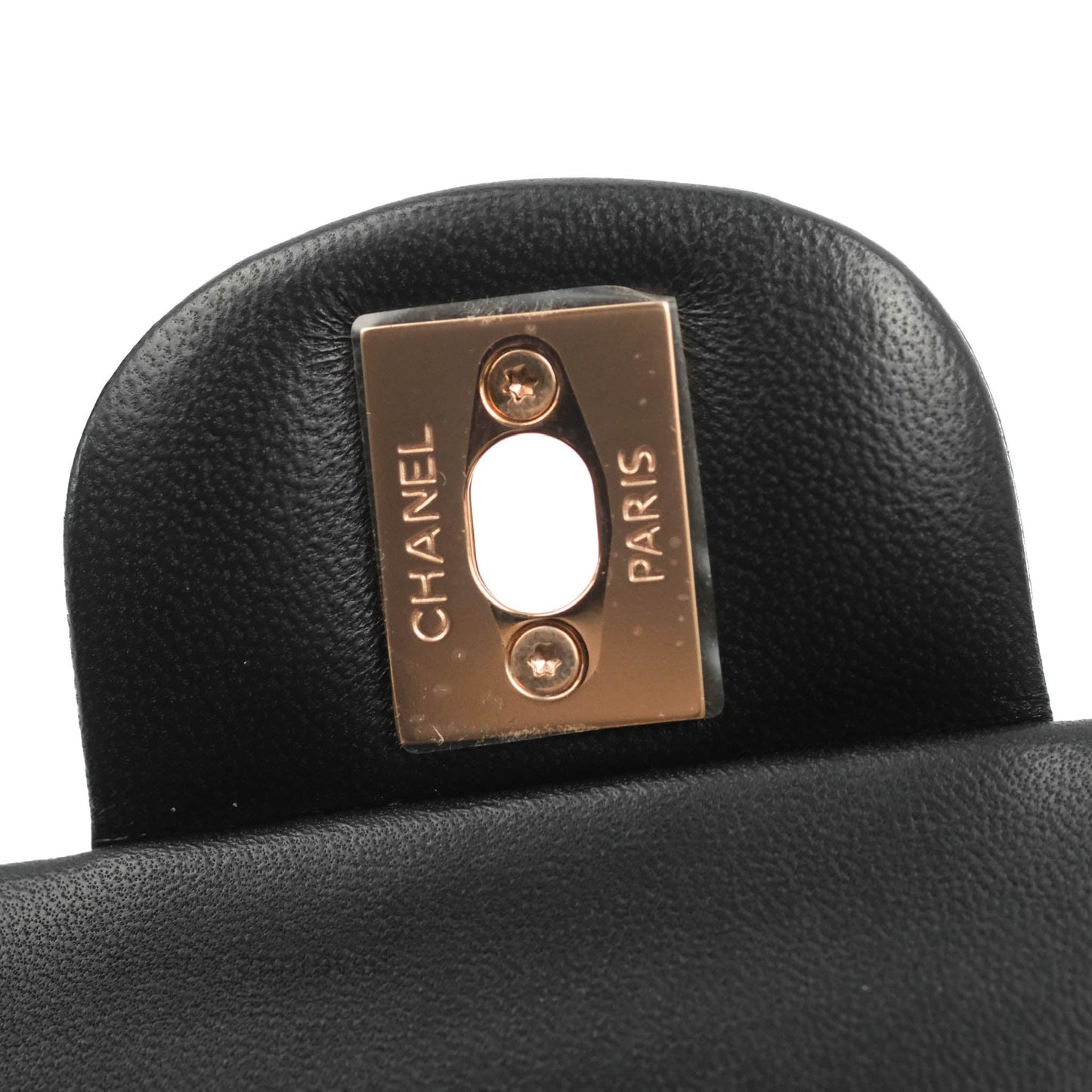 Chanel Classic Small S/M Flap Black Lambskin Rose Pink-Gold Hardware