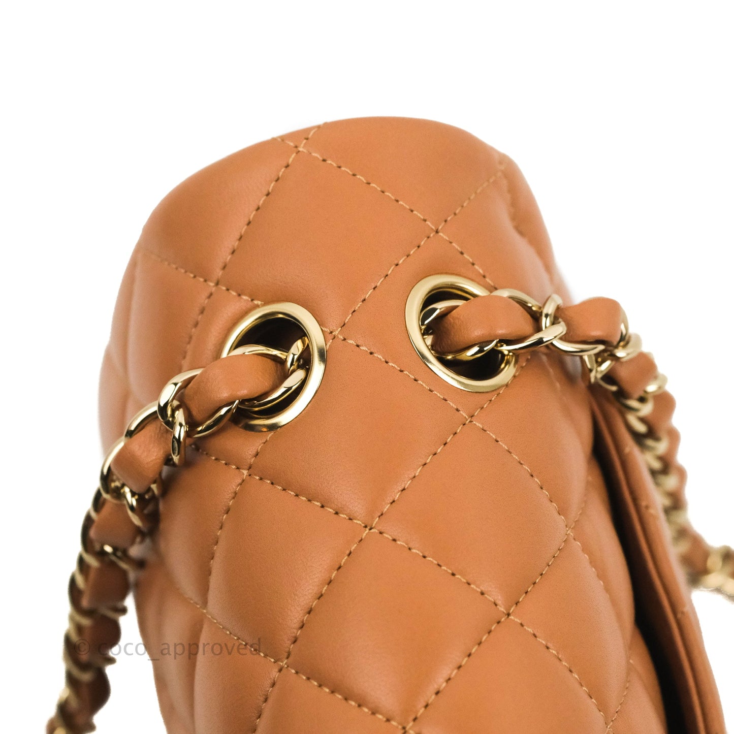 Chanel Small Classic Quilted Flap Dark Beige Caramel Lambskin Gold Hardware 21P