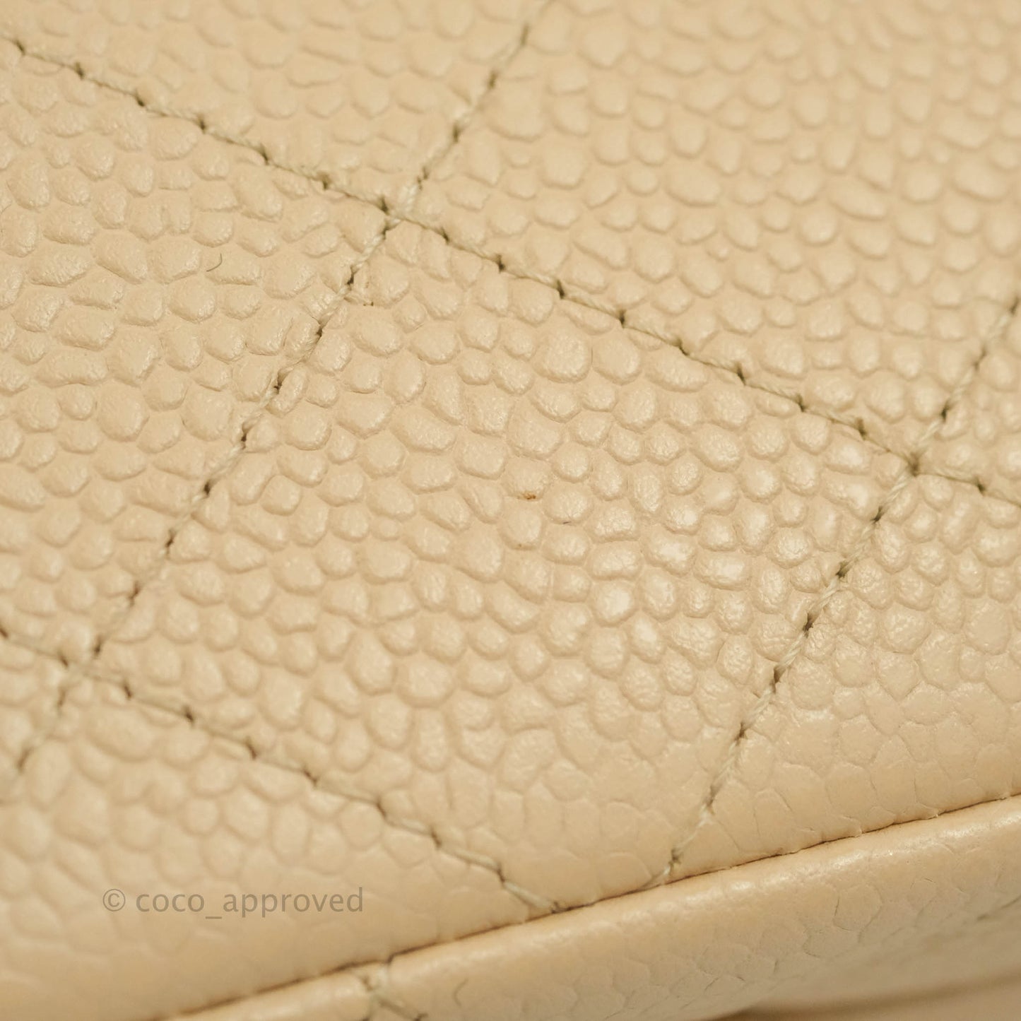 Chanel Classic M/L Medium Flap Quilted Beige Caviar Gold Hardware