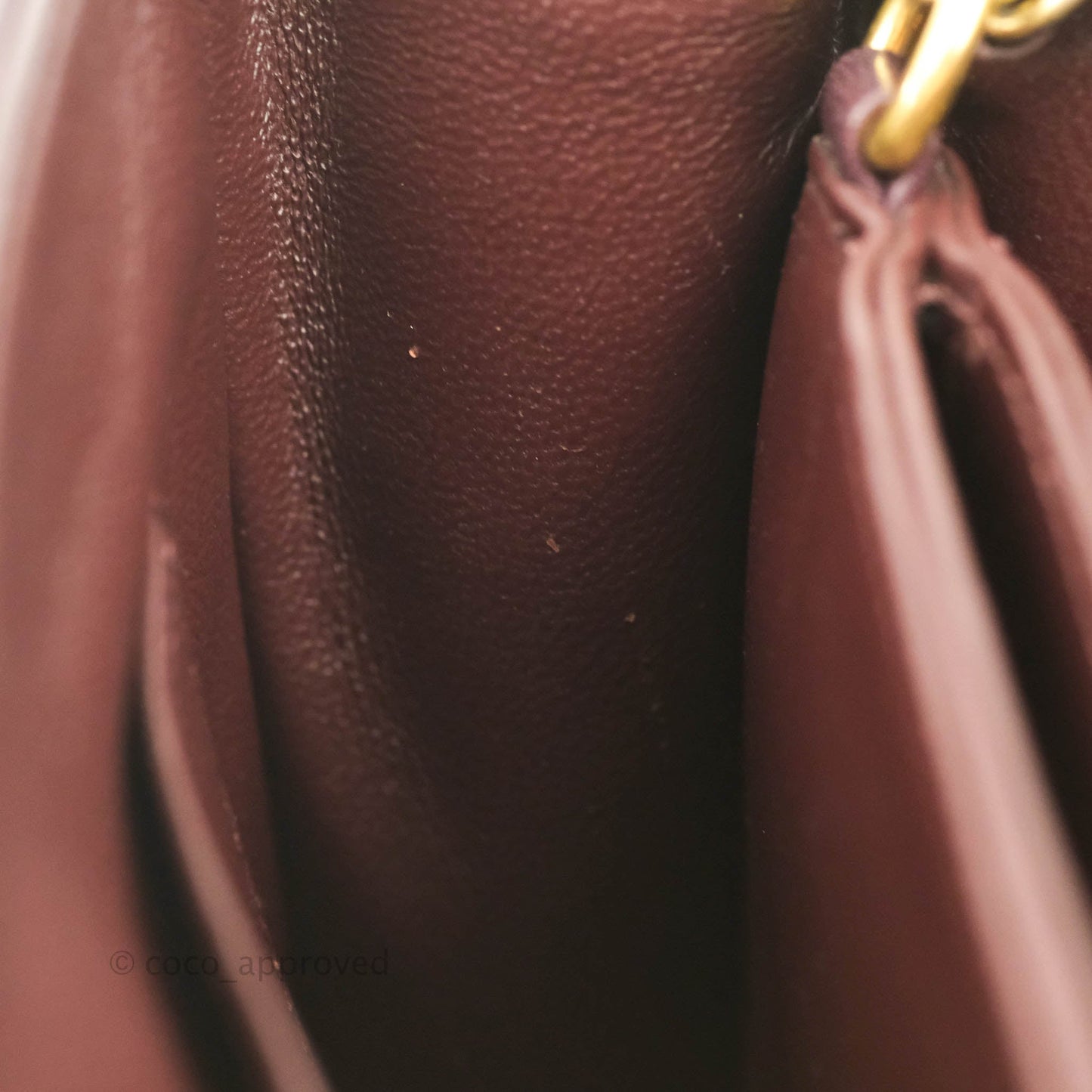 Chanel CC Signature Flap Bag Diagonal Burgundy Calfskin Aged Gold Hardware
