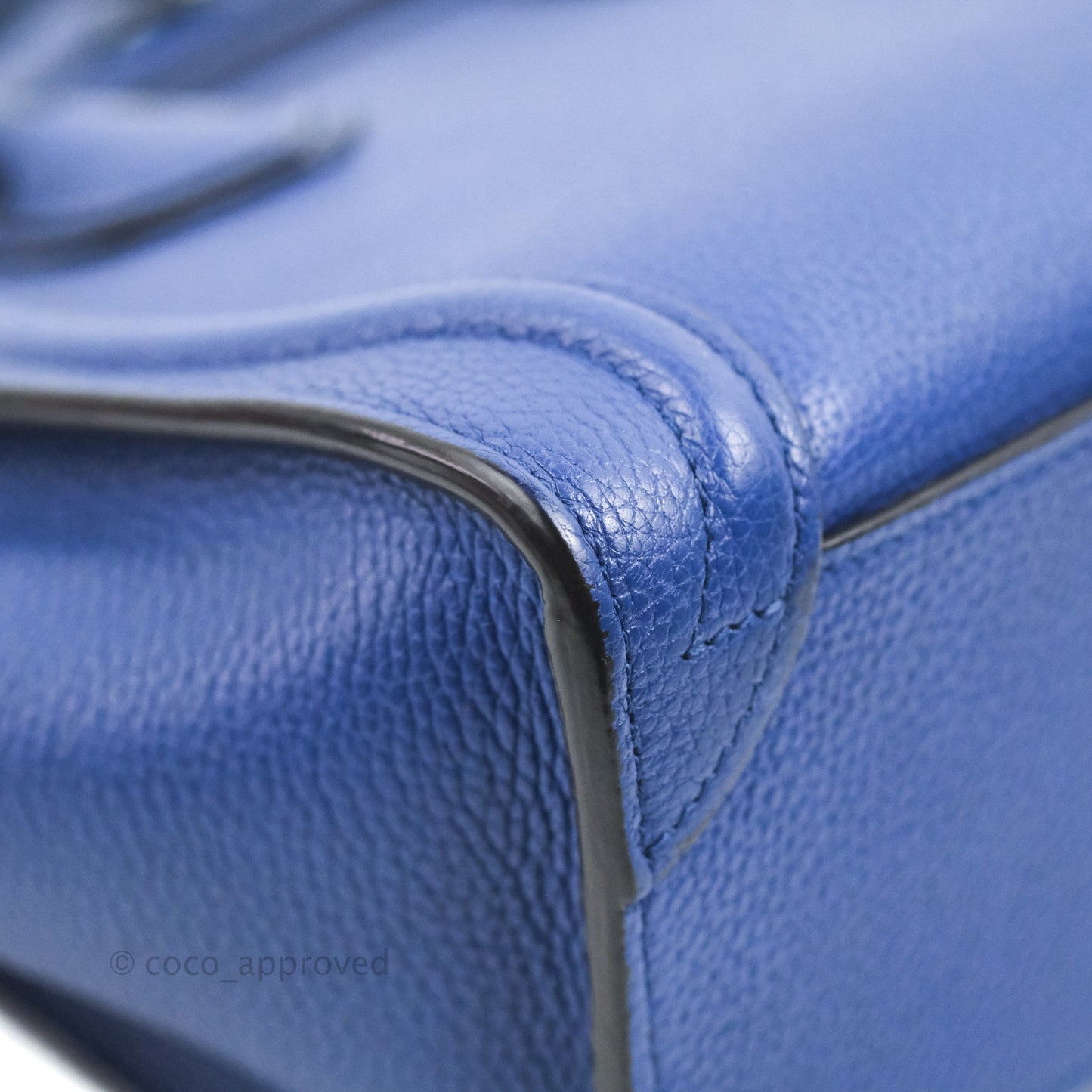 Celine Nano Luggage Dark Blue Drummed Calfskin Gold Hardware