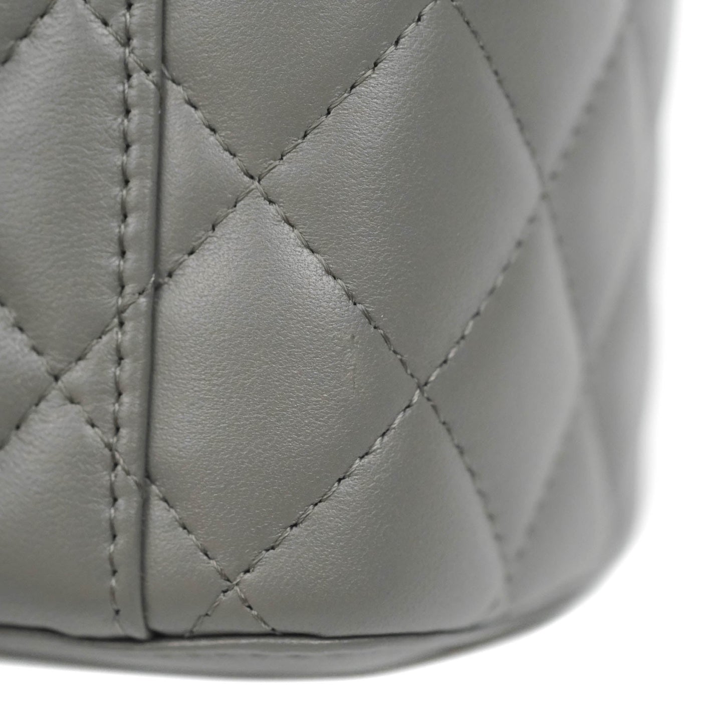Chanel Vanity Rectangular Top Handle Grey Lambskin Gold Hardware