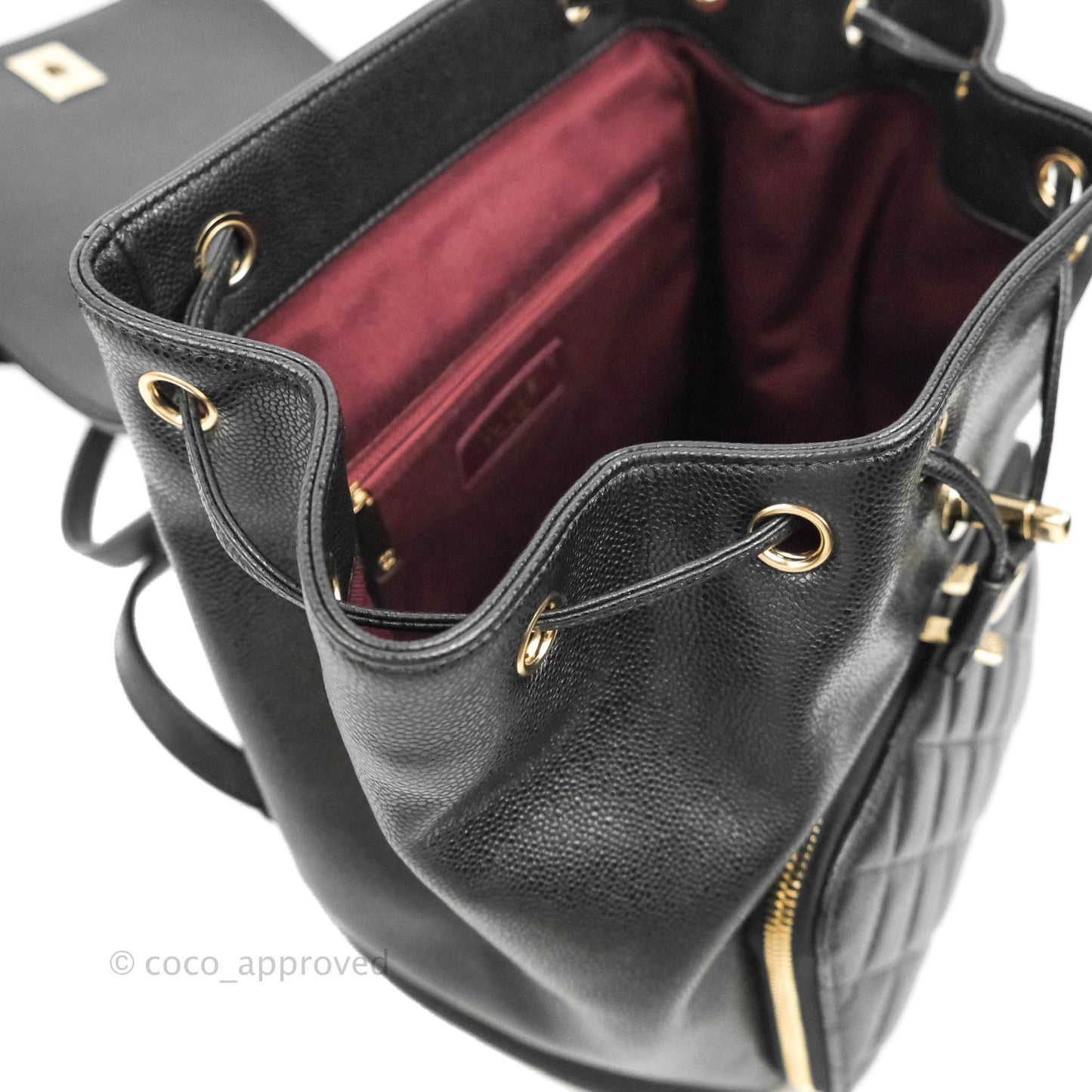Chanel Quilted Business Affinity Backpack Black Caviar Light Gold Hardware
