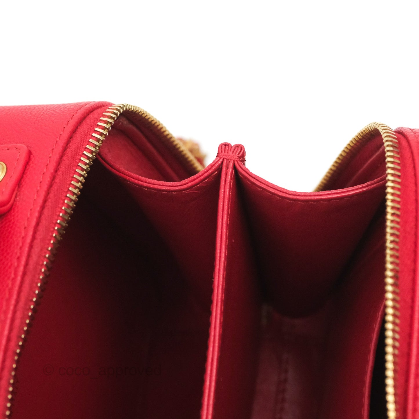 Chanel Quilted Small CC Filigree Vanity Case Red Caviar Gold Hardware