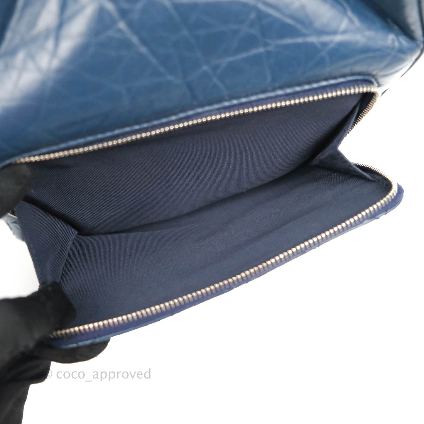 Chanel Drawstring Bucket Bag Dark Blue Aged Calfskin Silver Hardware
