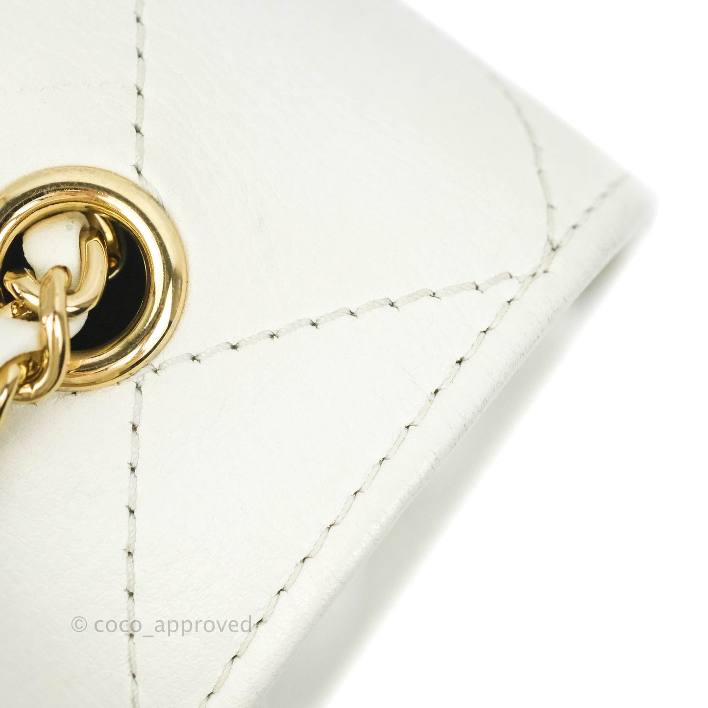 Chanel Flap Bag White Calfskin Gold Hardware 19S