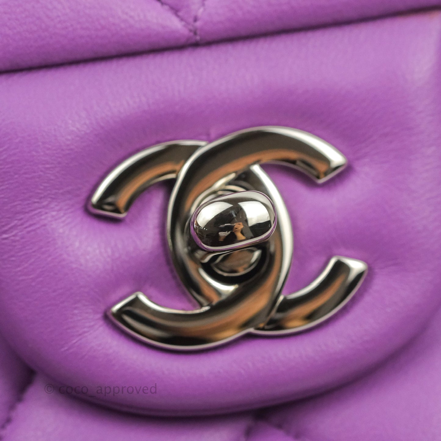 Chanel Classic M/L Medium Flap Quilted Purple Lambskin Silver Hardware 20C