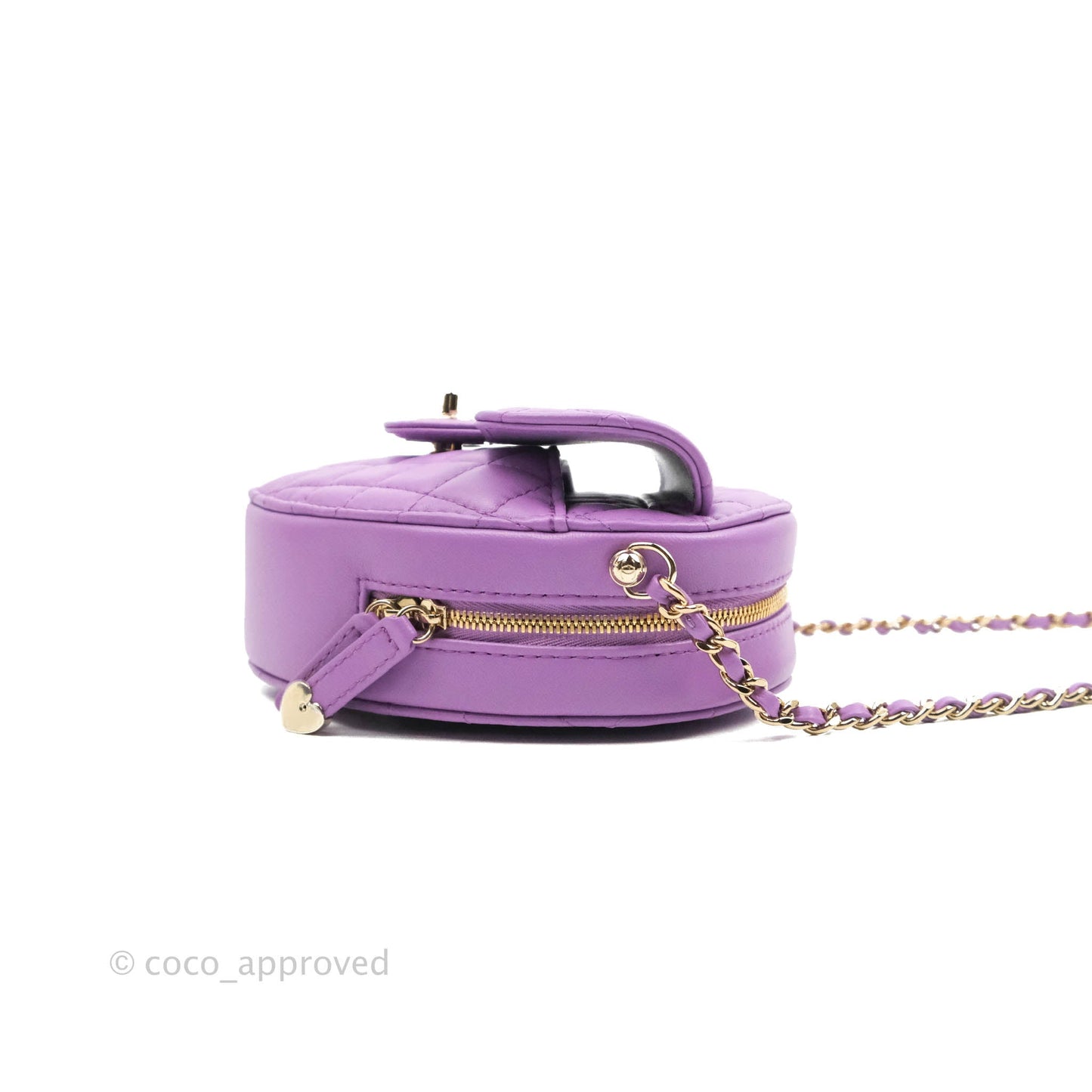 Chanel Large Heart Bag Purple Lambskin Gold Hardware 22S