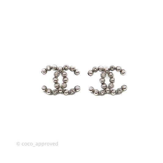 Chanel CC Crystal Earrings Gun Metal 22S