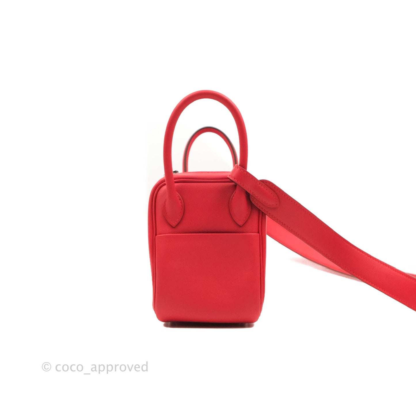 Hermès Mini Lindy 20 Red Swift Palladium Hardware