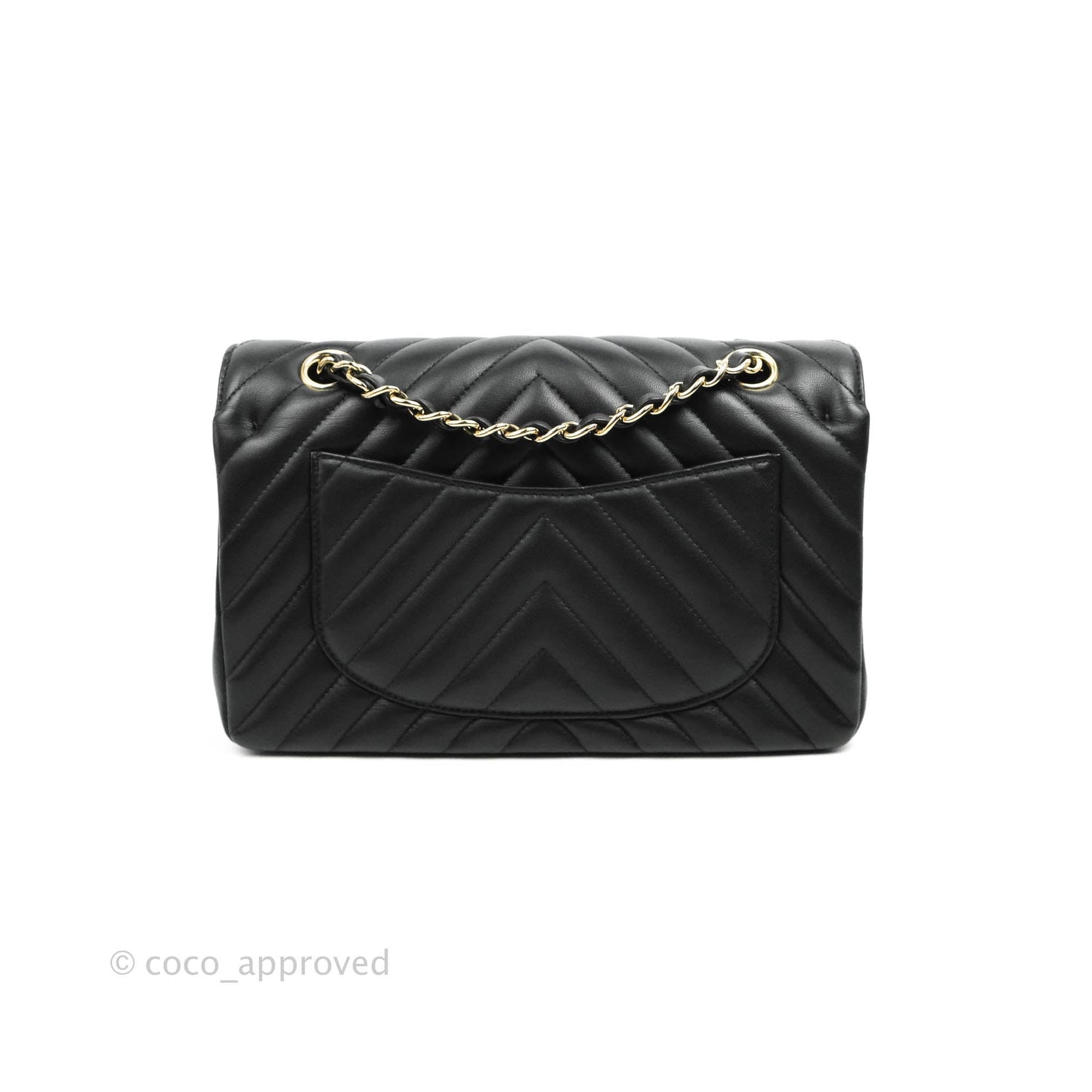 Chanel Classic Chevron S/M Small Double Flap Black Lambskin Gold Hardware