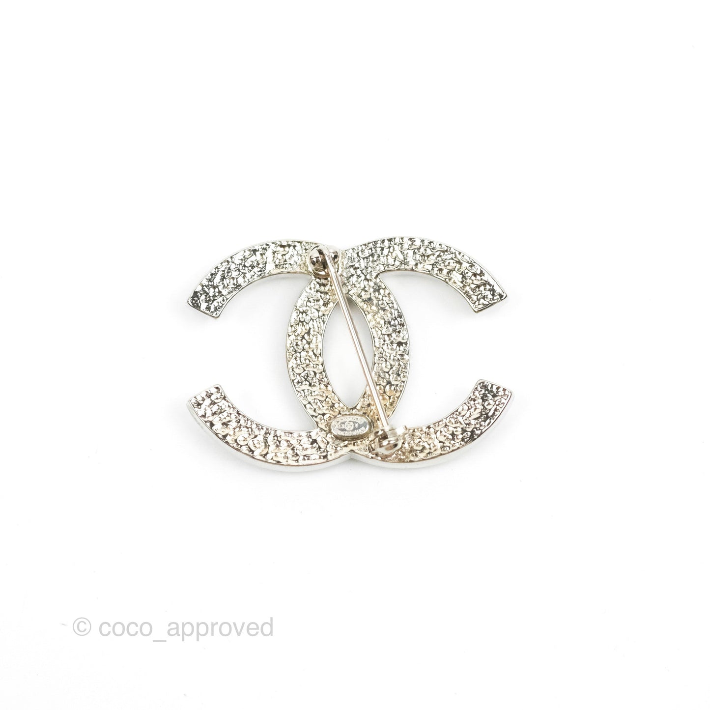 Chanel CC Pearl Brooch Silver Tone 13V