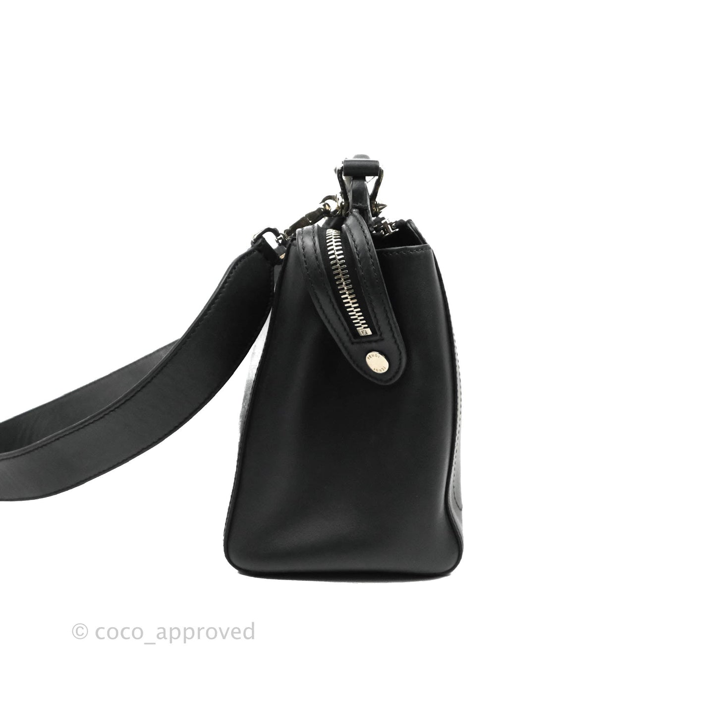 Fendi DotCom Satchel Bag Black Royal Blue Calfskin