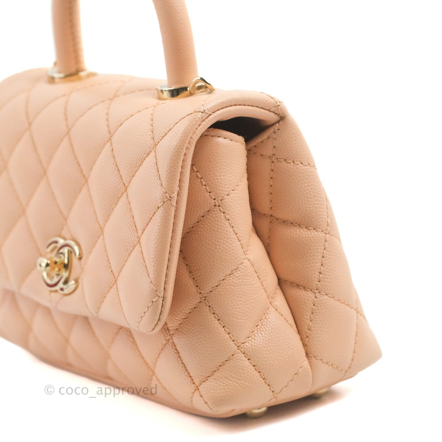 Chanel Mini Coco Handle Quilted Light Pink Caviar Gold Hardware