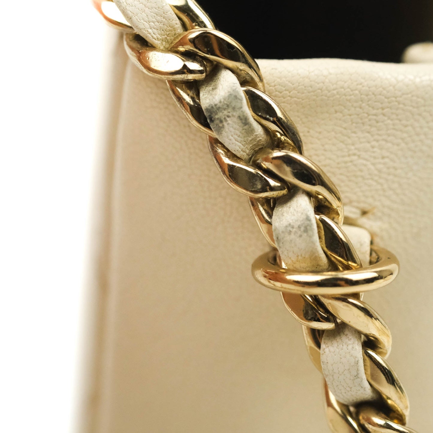 Chanel Flat Quilted Mini Flap Bag Ivory Calfskin Gold Hardware