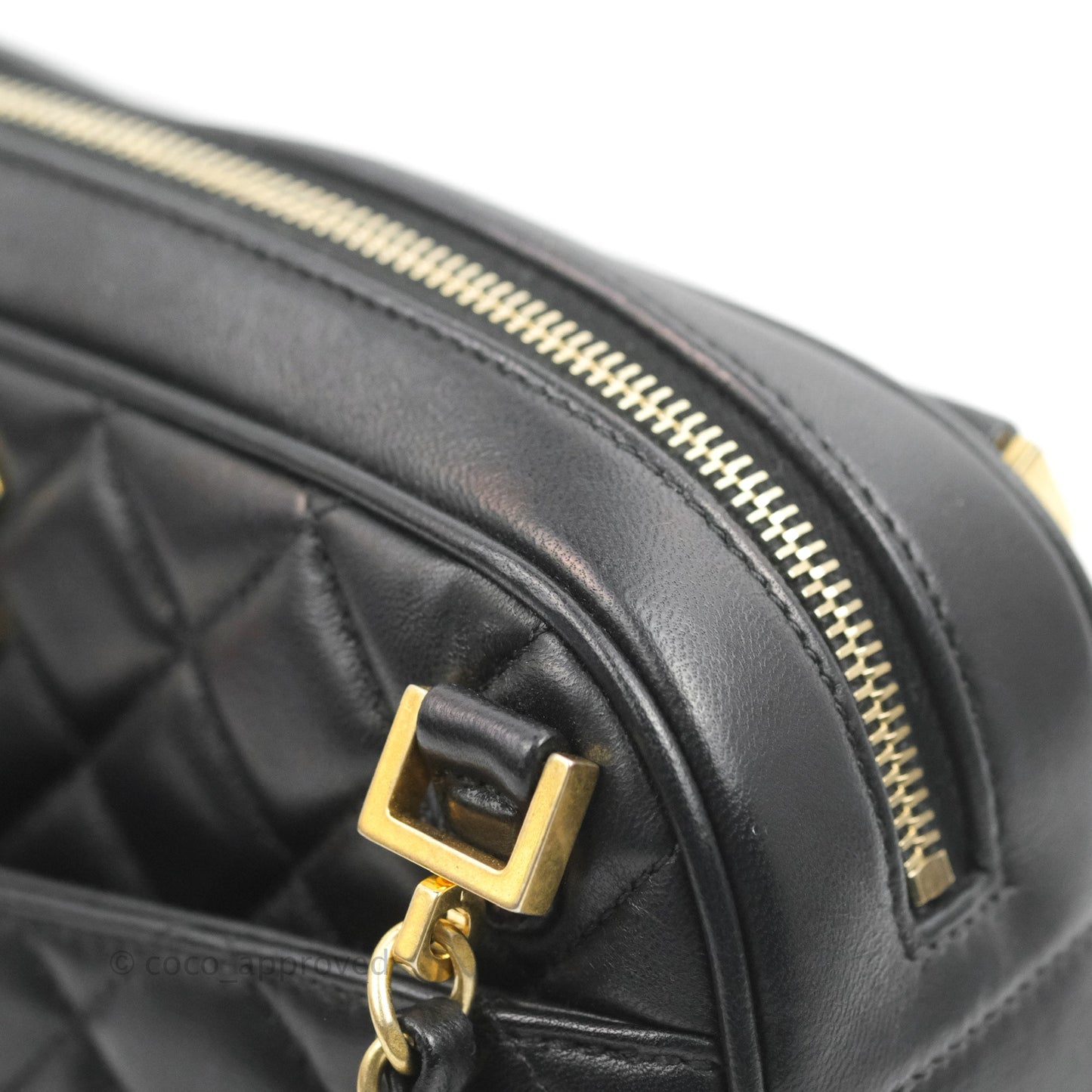 Chanel Quilted Camera Case Bag Black Lambskin Aged Gold Hardware