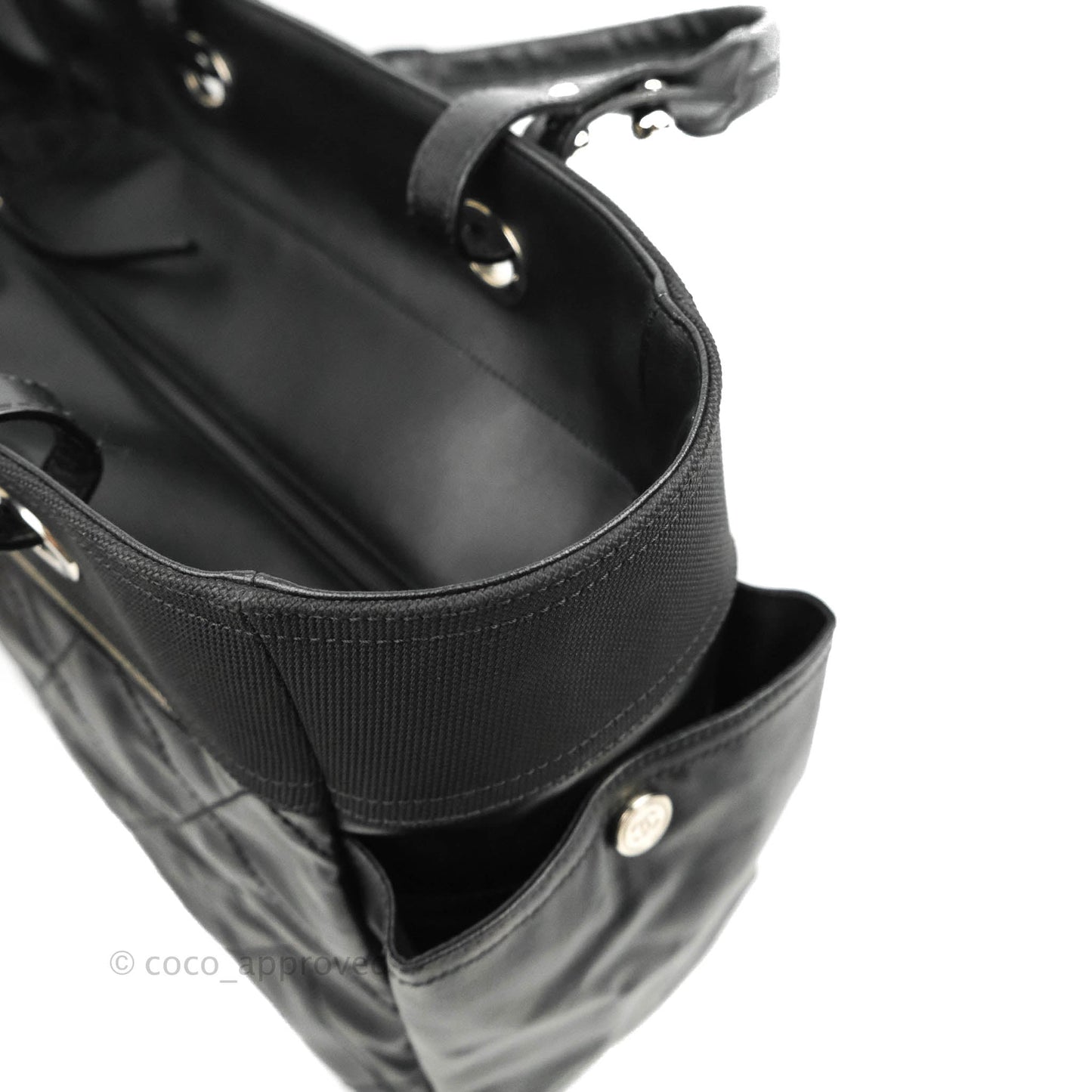 Chanel Quilted Large Paris Biarritz Tote Black Coated Canvas