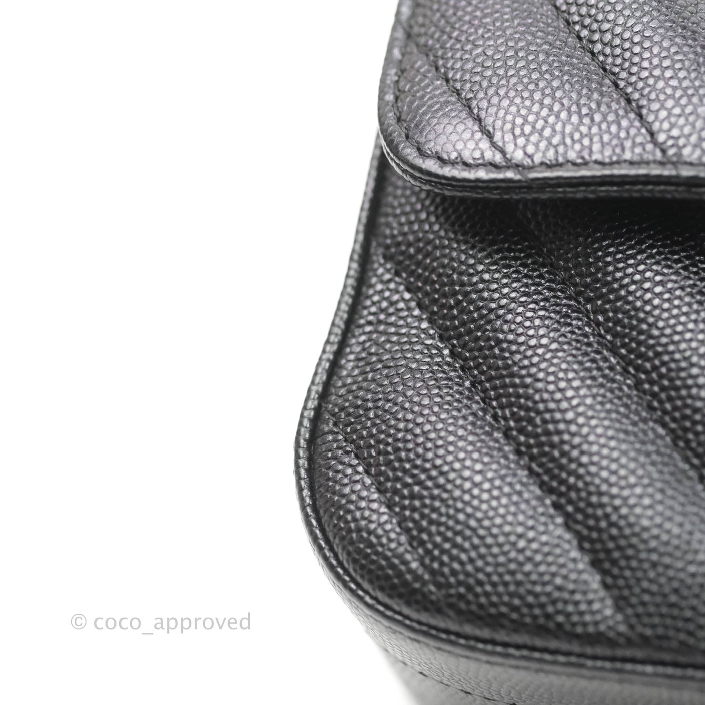 Chanel Chevron Mini Rectangular Flap Iridescent Black Caviar Ruthenium Hardware 17B