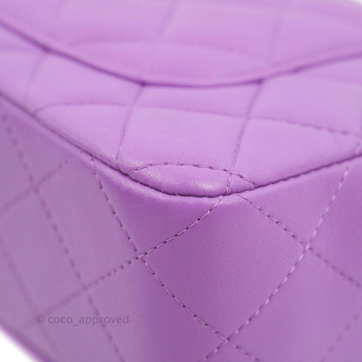 Chanel Quilted Mini Rectangular Flap Purple Lambskin Silver Hardware