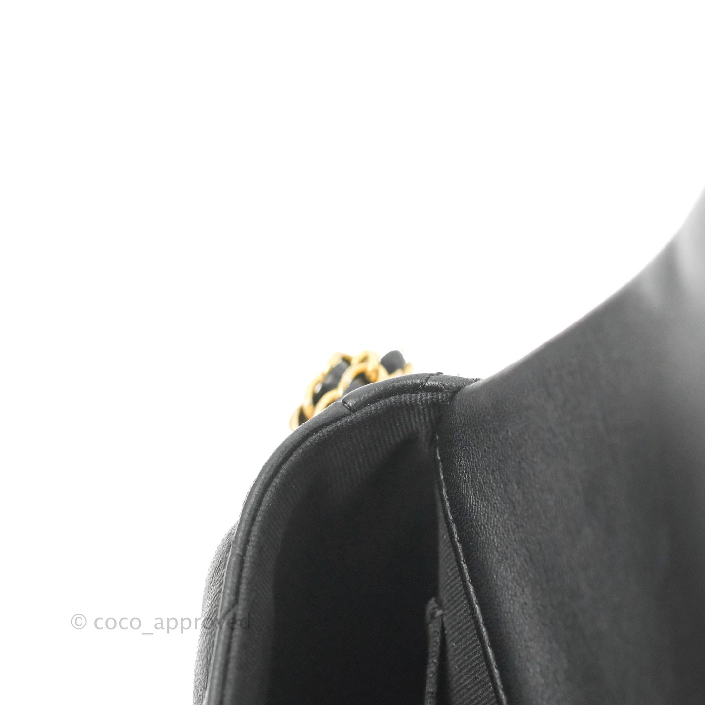 Chanel Mini Flap Bag With Pearl And Woven Chain CC Logo Black Lambskin Aged Gold Hardware 21B