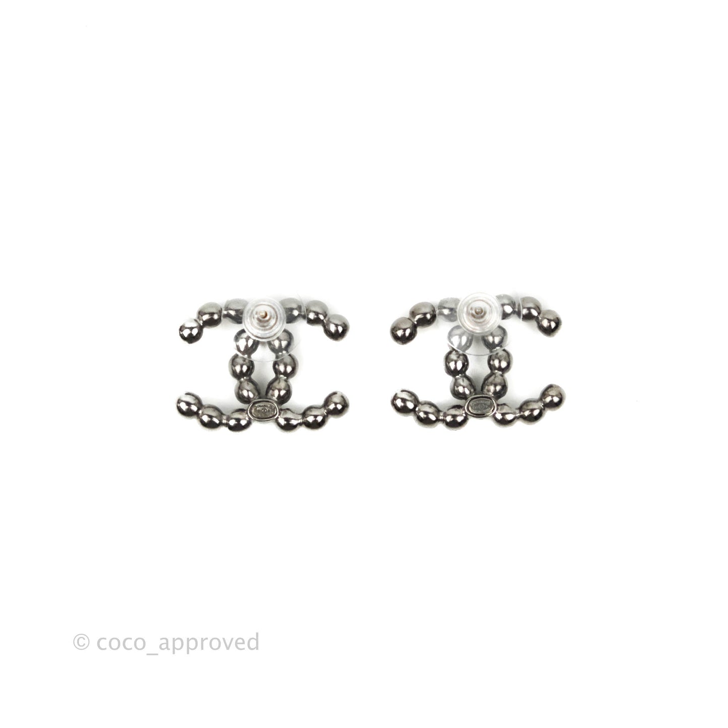 Chanel CC Crystal Earrings Gun Metal 22S