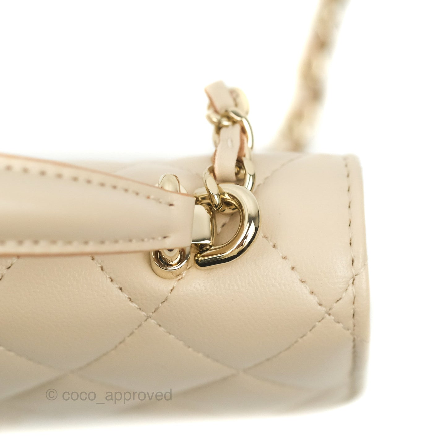 Chanel Top Handle Mini WOC Ecru/Beige Lambskin Gold Hardware 23P